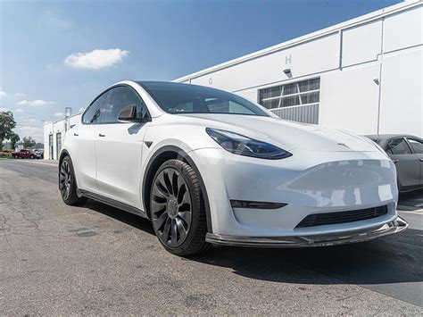 Tesla Model Y Carbon Fiber Front Lip Spoiler From Rw Carbon