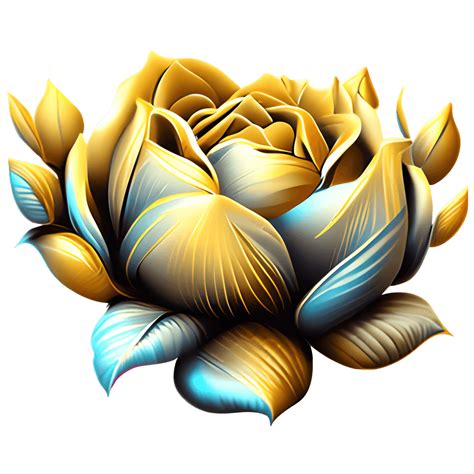 Colorful Brush Yellow Roses Gold Leaves Graphic · Creative Fabrica