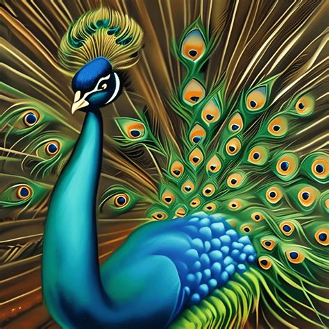 Peacock Oil Painting Vintage Art · Creative Fabrica