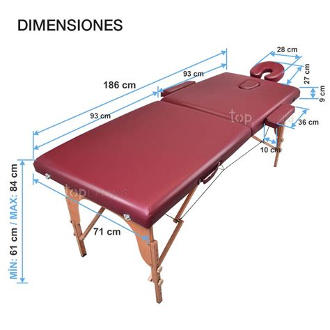 Top Living Cama Para Spa Tatuajes Ajustable Altura Color Rojo Top Living