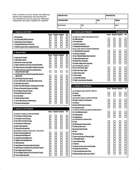 Free 18 Vehicle Inspection Checklist Templates In Pdf Ms Word Excel Apple Pages