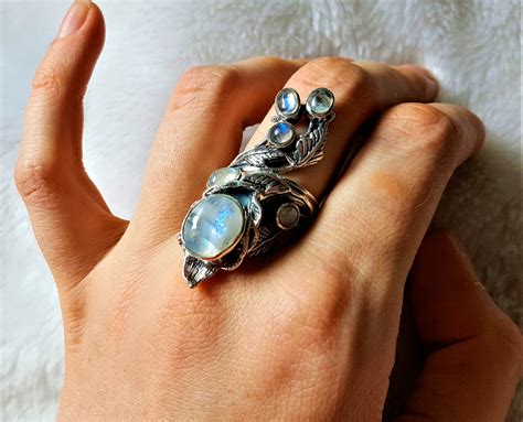 925 Sterling Silver Genuine Moonstone Gemstone Unique bouquet ...