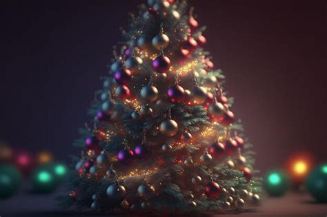 Premium Photo | Christmas tree with lights and balls