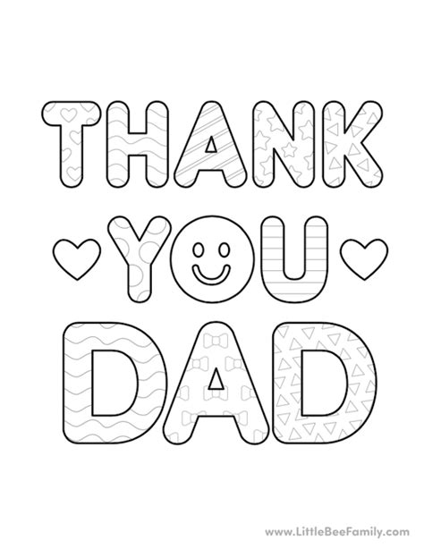 Thank You Dad Coloring Page - Little Bee Family