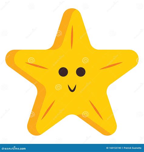 A Five Pointed Yellow Cartoon Star Smiling Vector Or Color Illustration