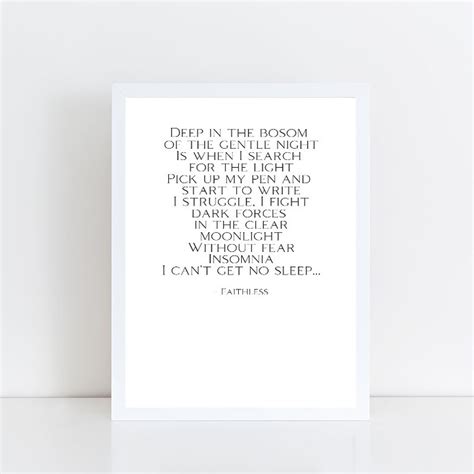 Faithless Song Lyrics Insomnia Lyrics Print Typography - Etsy