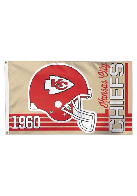 Kansas City Chiefs 3x5 Ft Retro Cream Silk Screen Grommet Flag