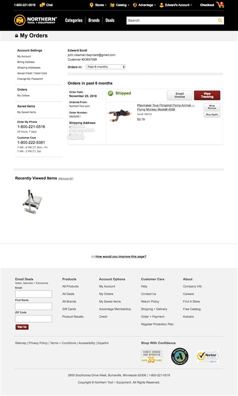 Northern Tool’s Orders Overview 120 Of 132 Orders Overview Examples Baymard Institute