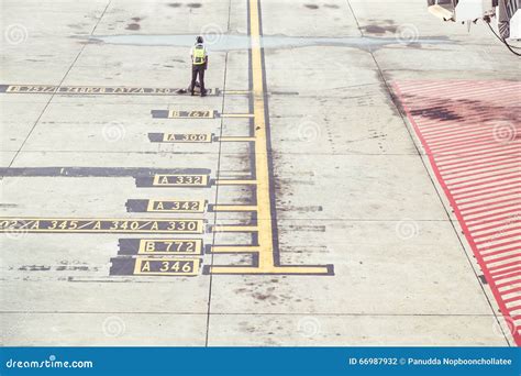 Markings on the Concrete at Airport Stock Photo - Image of land, divide ...