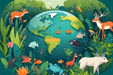 Ilustraci N Vectorial Del D A Mundial De La Biodiversidad Con