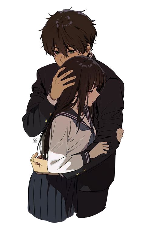 Anime Guy And Girl Hugging