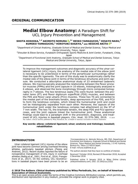 Medial Elbow Anatomy A Paradigm Shift For UCL Injury Prevention and ...