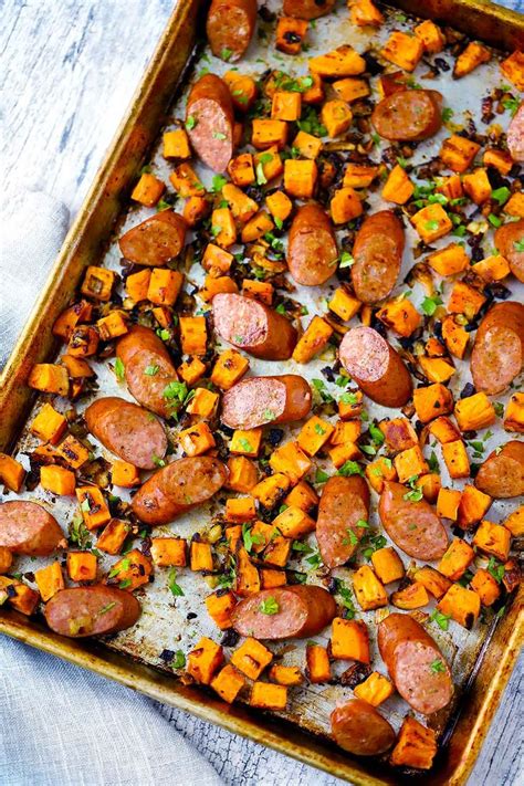 Sheet Pan Sausage And Sweet Potatoes Bowl Of Delicious Recipe