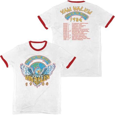 Van Halen Tour Of The World 1984 With Dates And Cities Concert T Shirt Metal Shirts Rock T Shirts