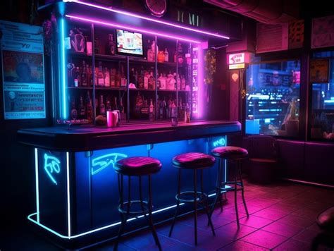 Un Bar Con Luces De Ne N Que Dice Vive Imagen Premium Generada Con Ia