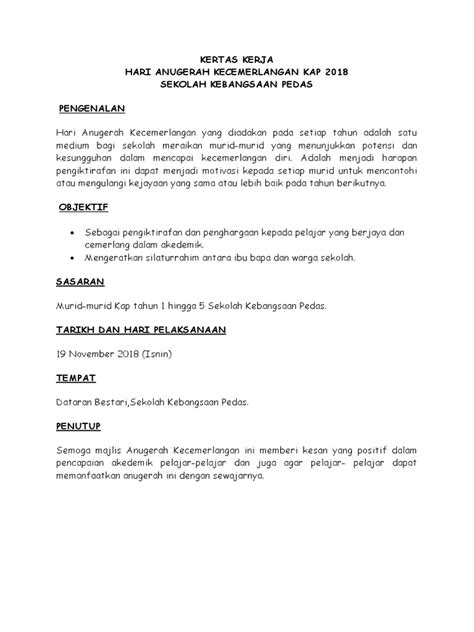 Kertas Kerja Hari Anugerah 2018 Pdf