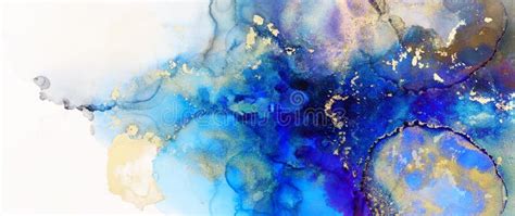 Art Photography Of Abstract Fluid Art Painting With Alcohol Ink Blue