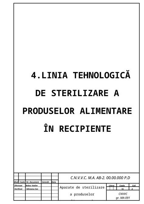 Docx Linia Tehnologic De Conservare A Produselor Alimentare N