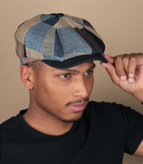 Linen Stetson Newsboy Cap With Check Pattern Hatteras Patchwork