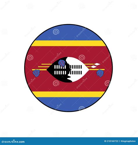 Flag Of Swaziland Or Eswatini In South Africa Vector Circle Icon Button