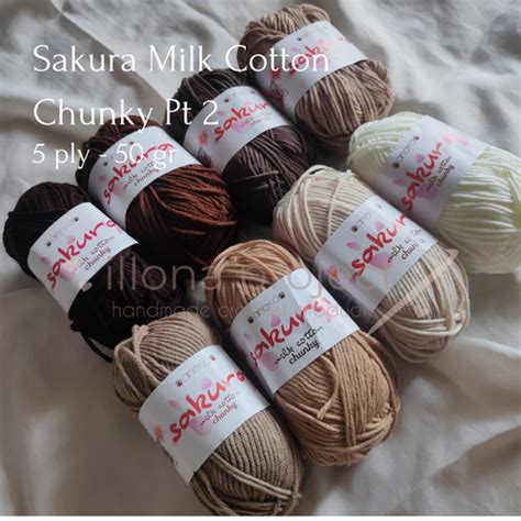 Jual Benang Rajut Katun Susu Milk Cotton Chunky Ply Sakura Gr Pt