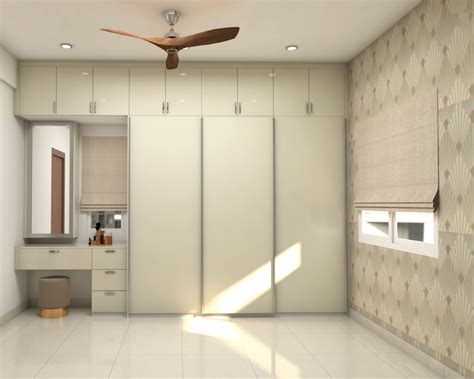 Spacious All Beige Wardrobe Design Livspace