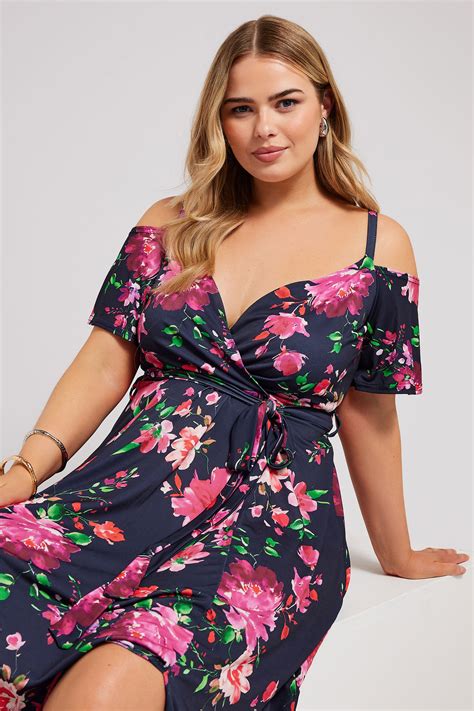 Yours London Plus Size Navy Blue Floral Maxi Dress Yours Clothing