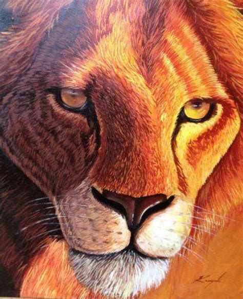 Large original Lion oil painting