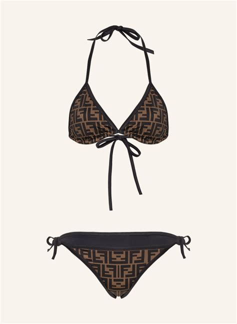 Fendi Triangel Bikini In Schwarz Braun