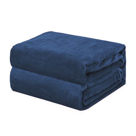 Nexhome Fleece Blanket Throw Size Navy Lightweight Soft Cozy Bed