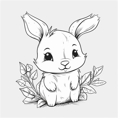 Premium AI Image | A drawing of a cute rabbit sitting on the ground ...