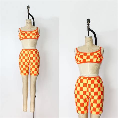 Vintage 60s Swimsuit 1960s Playsuit Set Mod Swimw… Gem