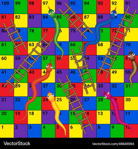 Snakes And Ladders Board Template Printable Vector Image