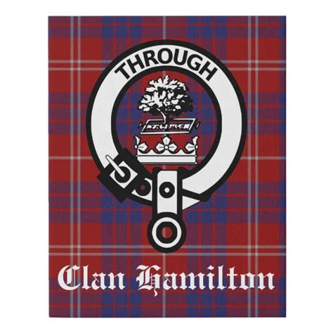 Clan Hamilton Crest Badge & Tartan Faux Canvas Print | Zazzle