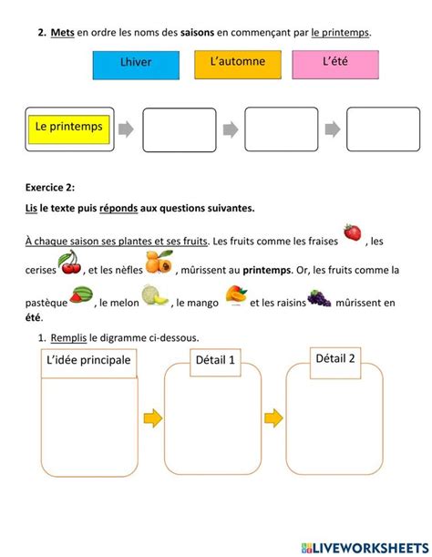 Les Plantes Et Les Saisons Eb Worksheet School Subjects Workbook