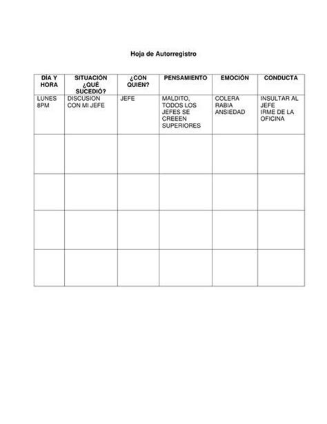 Hoja De Autoregistro Psico Lia UDocz