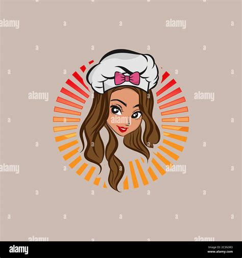 Chef Woman Mascot Character Logo Vector Beautiful Chef Logo Girl