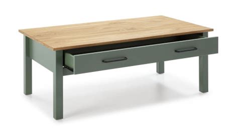 Table Basse Tiroir En Pin Massif Vert Cm Ida Homifab