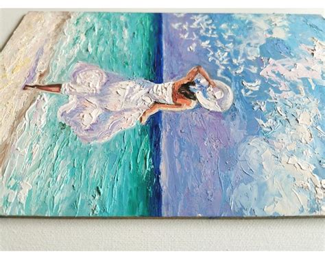 Girl Beach Painting Original Art Florida Beach Wall Art Women Etsy