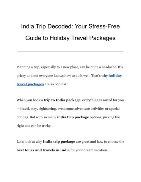 Ppt India Trip Decoded Your Stress Free Guide To Holiday Travel