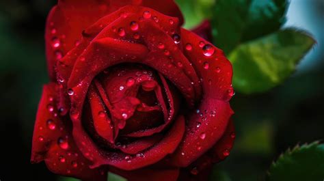 A Red Rose With Water Droplets On It