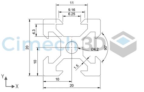 Riel Lineal Perfil Aluminio V Slot 2020 Negro Cimech 3d