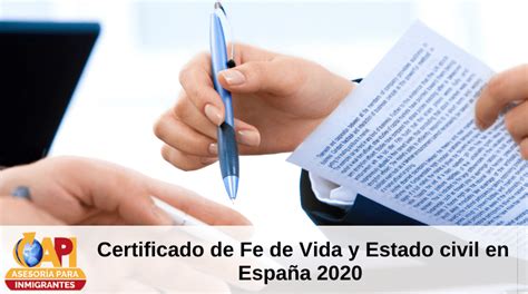 Certificado De Fe De Vida Y Estado Civil En Espa A