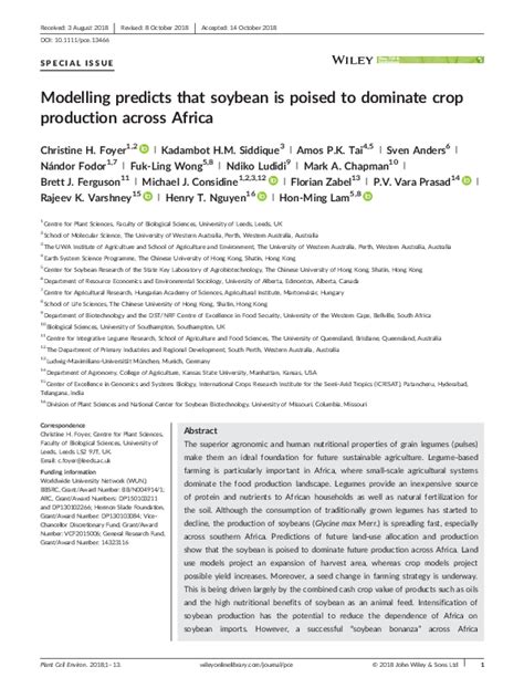 (PDF) Modelling predicts that soybean is poised to dominate crop ...