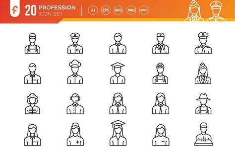 Professions Vector Line Icons Set Graphic By Ferart88 · Creative Fabrica