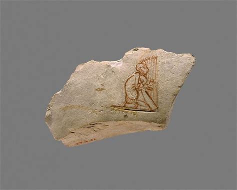 Ostracon with Sketch of a Harpist, c.664 - c.610 BC - Ancient Egypt - WikiArt.org