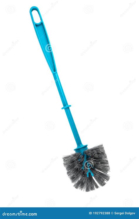 Top View Toilet Brush Plastic Blue With Bristles Stock Photo Image