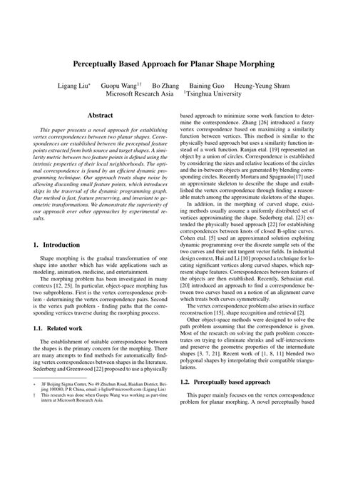 Pdf Perceptually Based Approach For Planar Shape Morphing