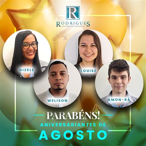 Aniversariante Do M S Agosto Rodrigues Assessoria Em Condom Nios