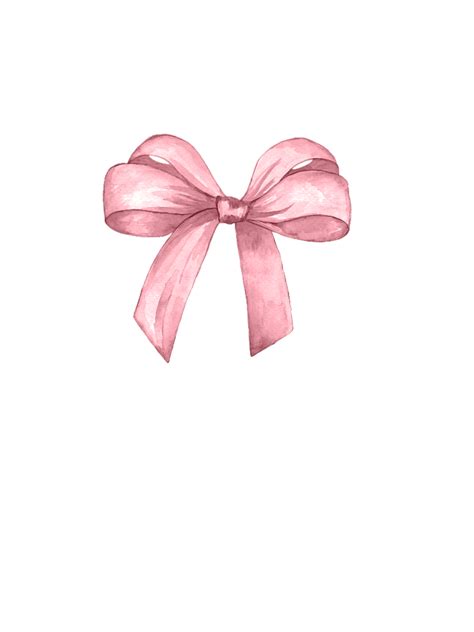 Pink Bow Ribbon Kot Coquette Watercolor Painted Inspire Uplift